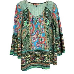 Anthropologie Olive Hill Multicolor Split Sleeve Tunic - Size M